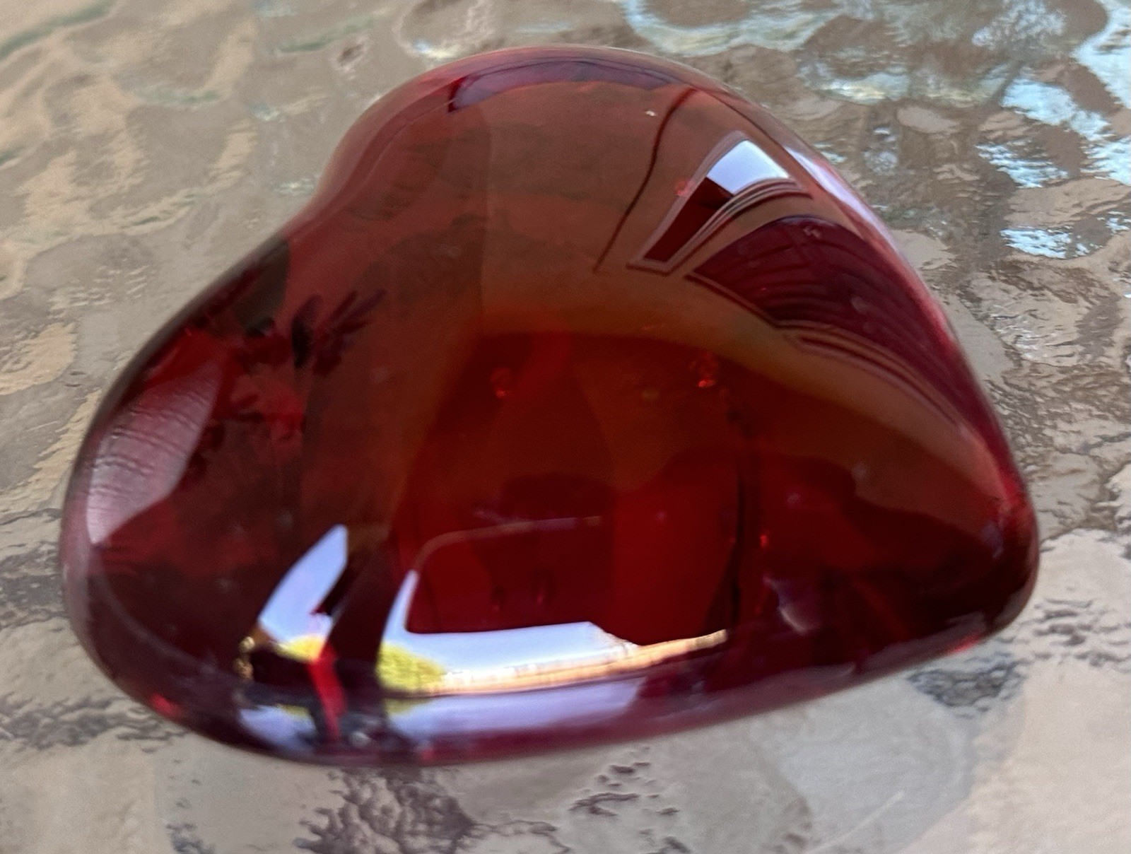 Crystal Deep Red Heart Shaped 3″ Heavy Paperweight “Share the Love”