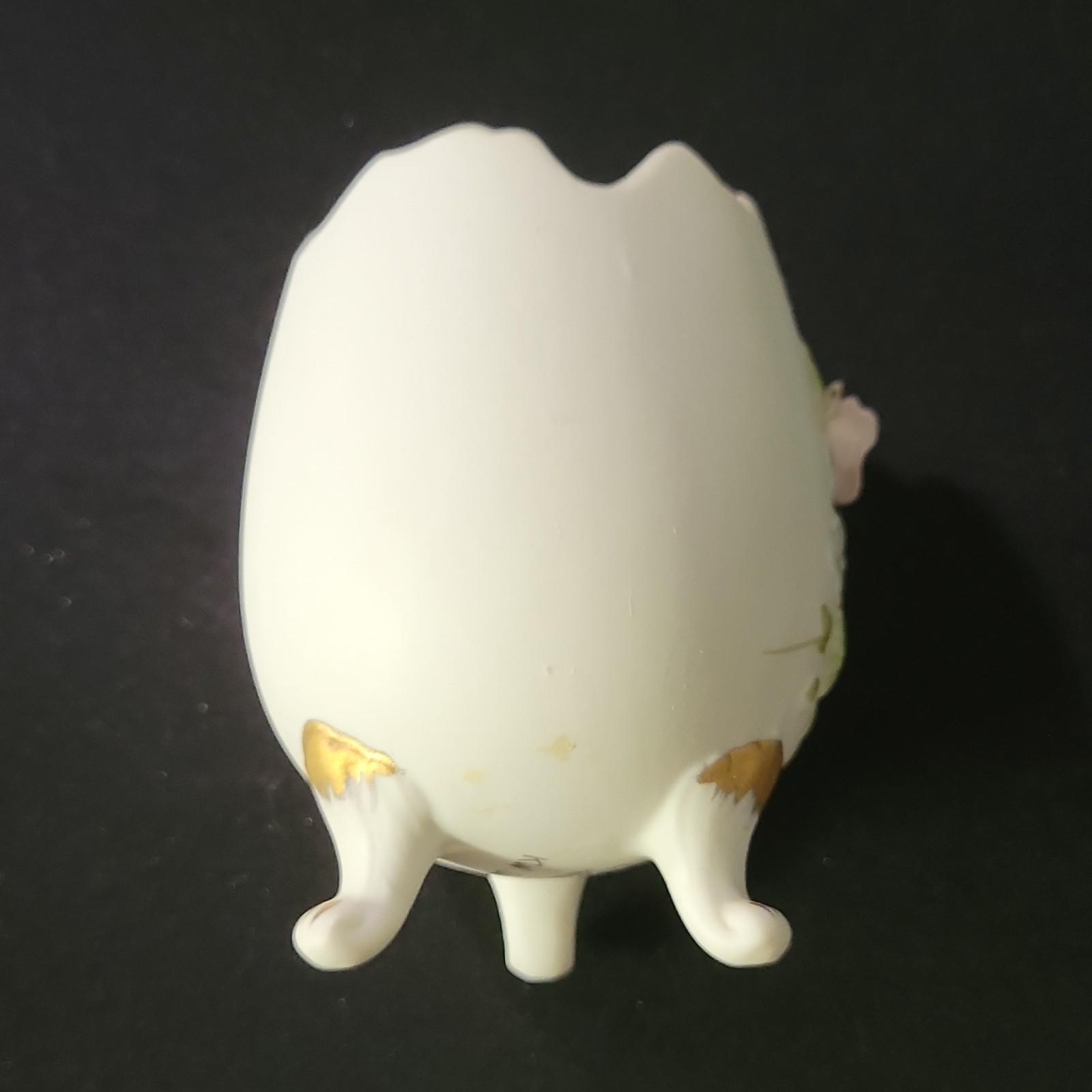 Lefton China Hand Painted Floral Egg-Shaped Footed Vase 4in KW 5442