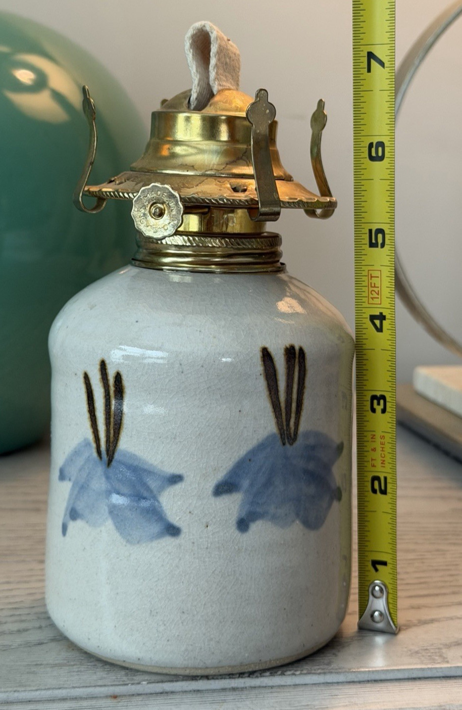 Pottery By Andy Cochran Oil Lamp Base Pre Salmon Falls Salt Glazed NH Stoneware