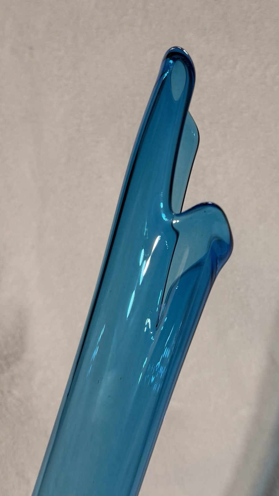 Vintage Mid Century Modern LE Smith Peacock Blue Smooth 25” Swung Vase