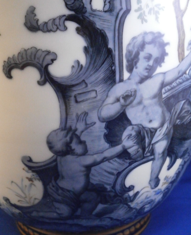 Huge Antique Seger KPM Berlin Porcelain Lidded Vase / Jar Porzellan Deckelvase