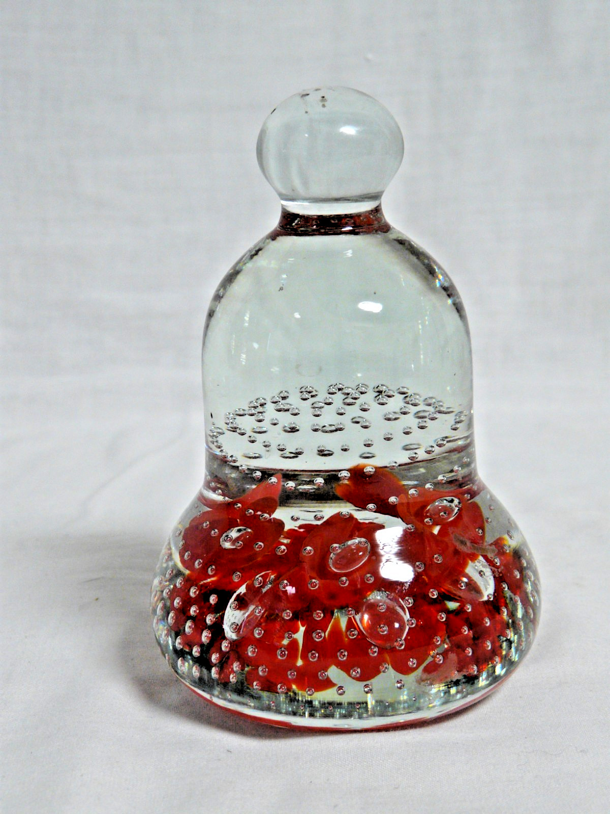 Joe St Clair Bell with Red Florals and Bullicante Bubbles Paperweight