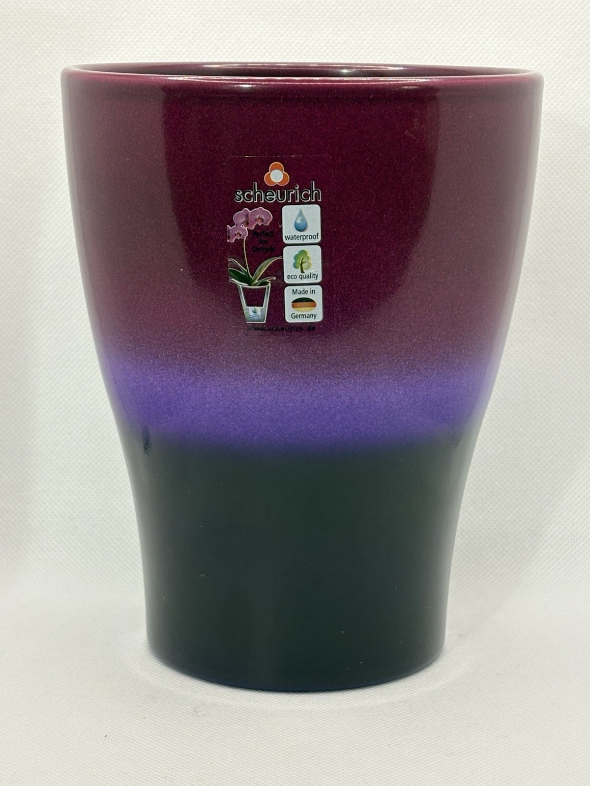 Scheurich Germany 620-15 Ceramic Orchid Pot Glossy Plum Purple Ombre Waterproof