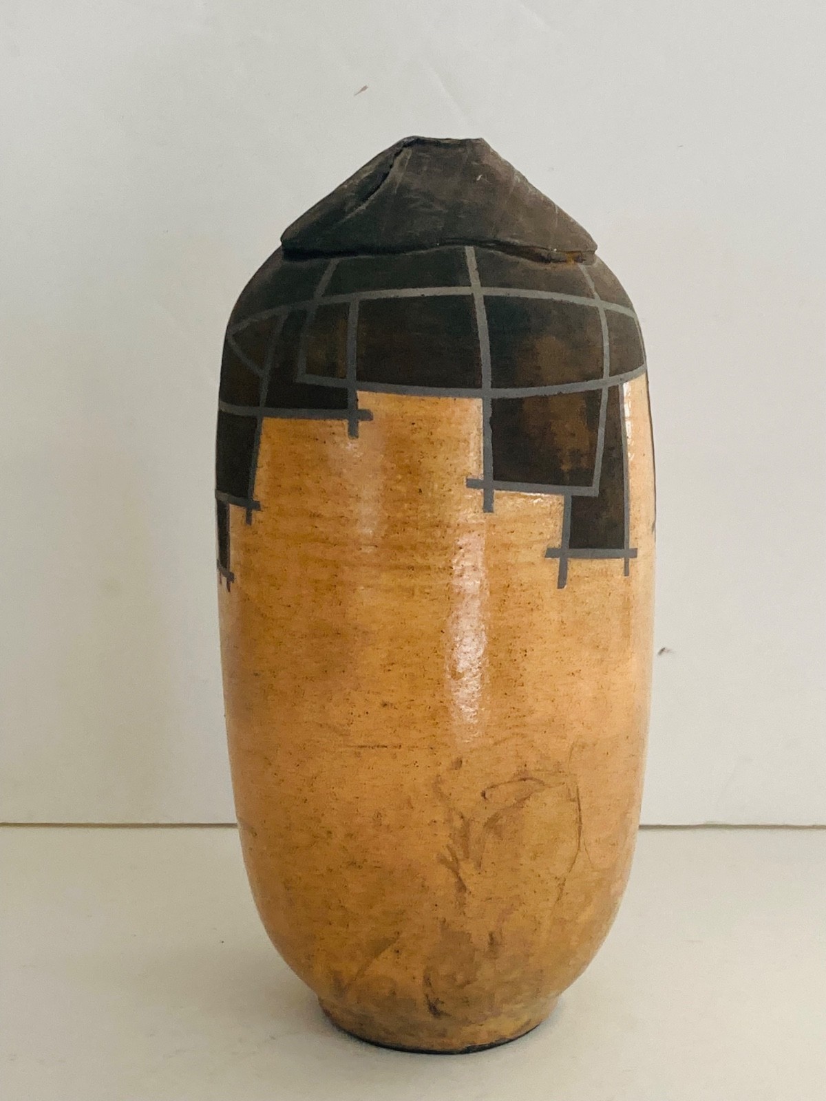 1980’s Raku Pottery Vessel Listed Japanese San Francisco Artist Gerald Hong