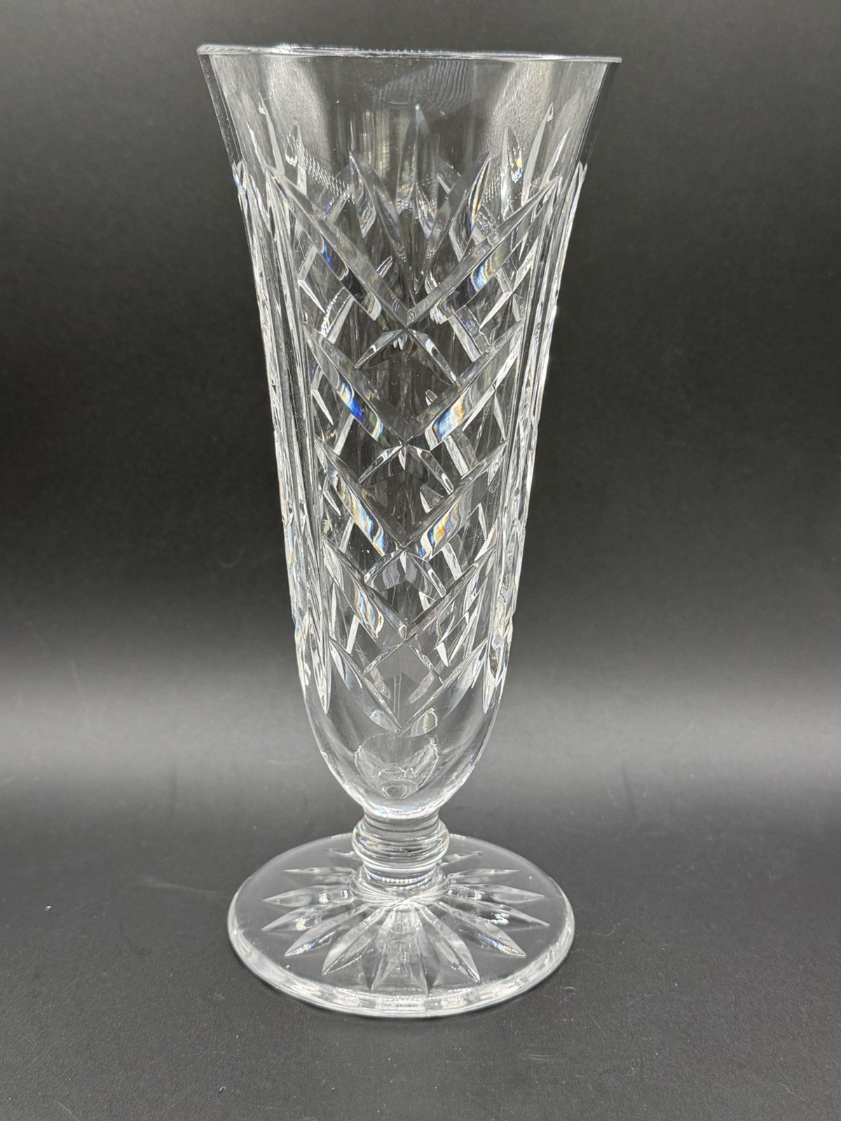 2 Vintage Waterford Crystal 7” Kilbarry Tapered Footed Bud Vase Made In Ireland