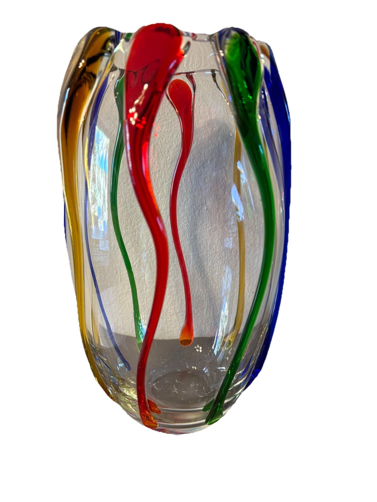 Design Guild Poland Turino Multicolor Hand Blown Heavy Art Glass Vase 11.5”
