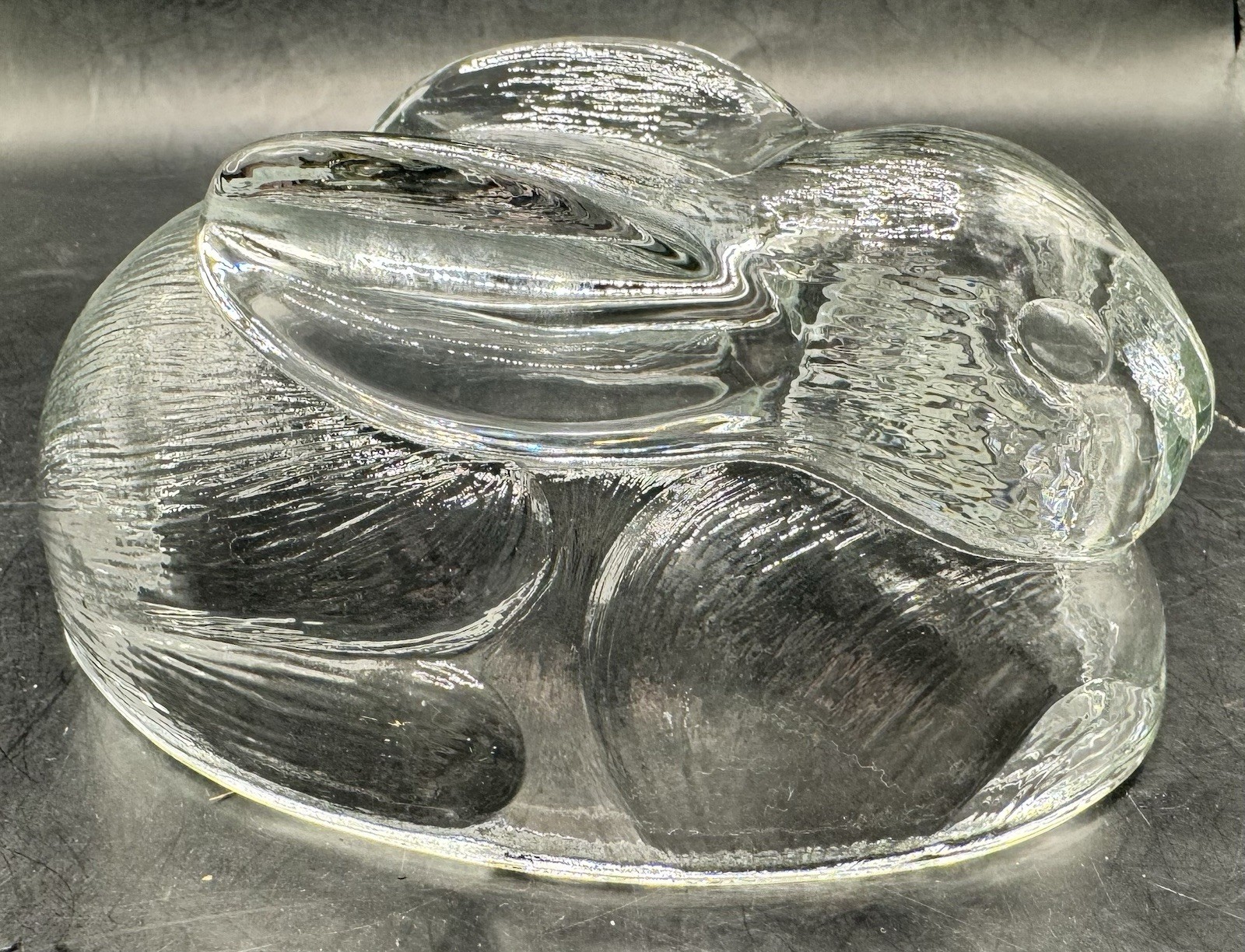 VTG Indiana Clear Glass Confections Bunny Rabbit on Nest Basket LID ONLY