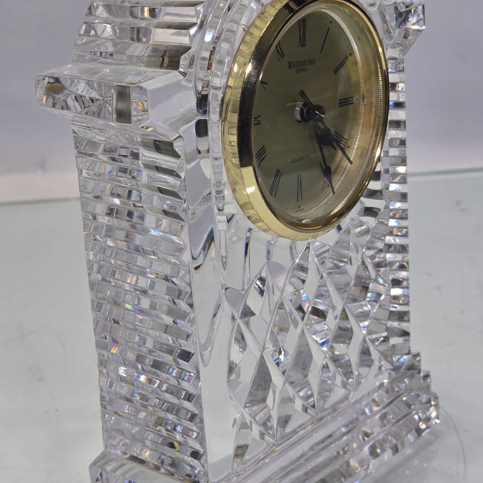 Waterford Crystal Quartz Mantel Desk Clock Irish Cut Crystal Working Excellent.