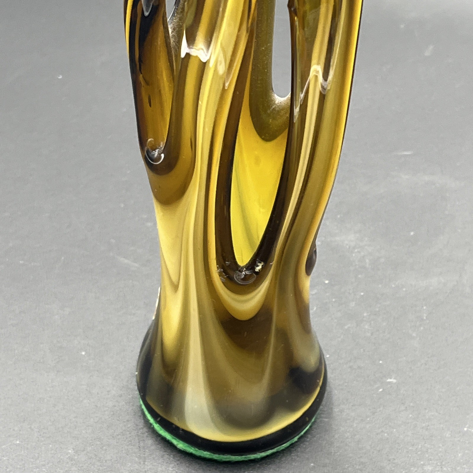 VTG Art Glass Hand Blown Pulled Stretched Free Form Basket Vase 8.25″ MCM