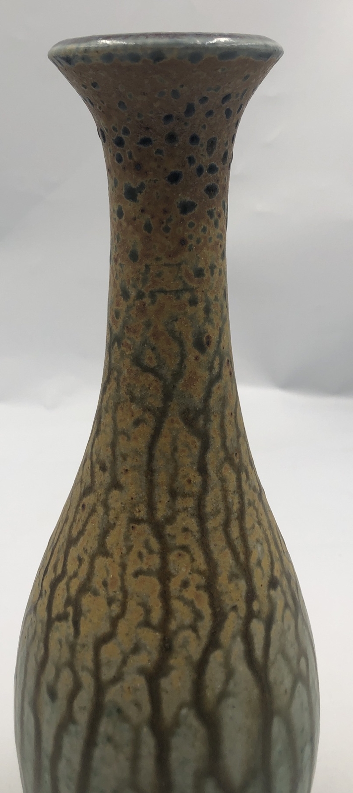 STUNNING JUSTIN TEILHET SIGNED STUDIO POTTERY DRIP VASE Ombre OHIO ARTIST 11.5”