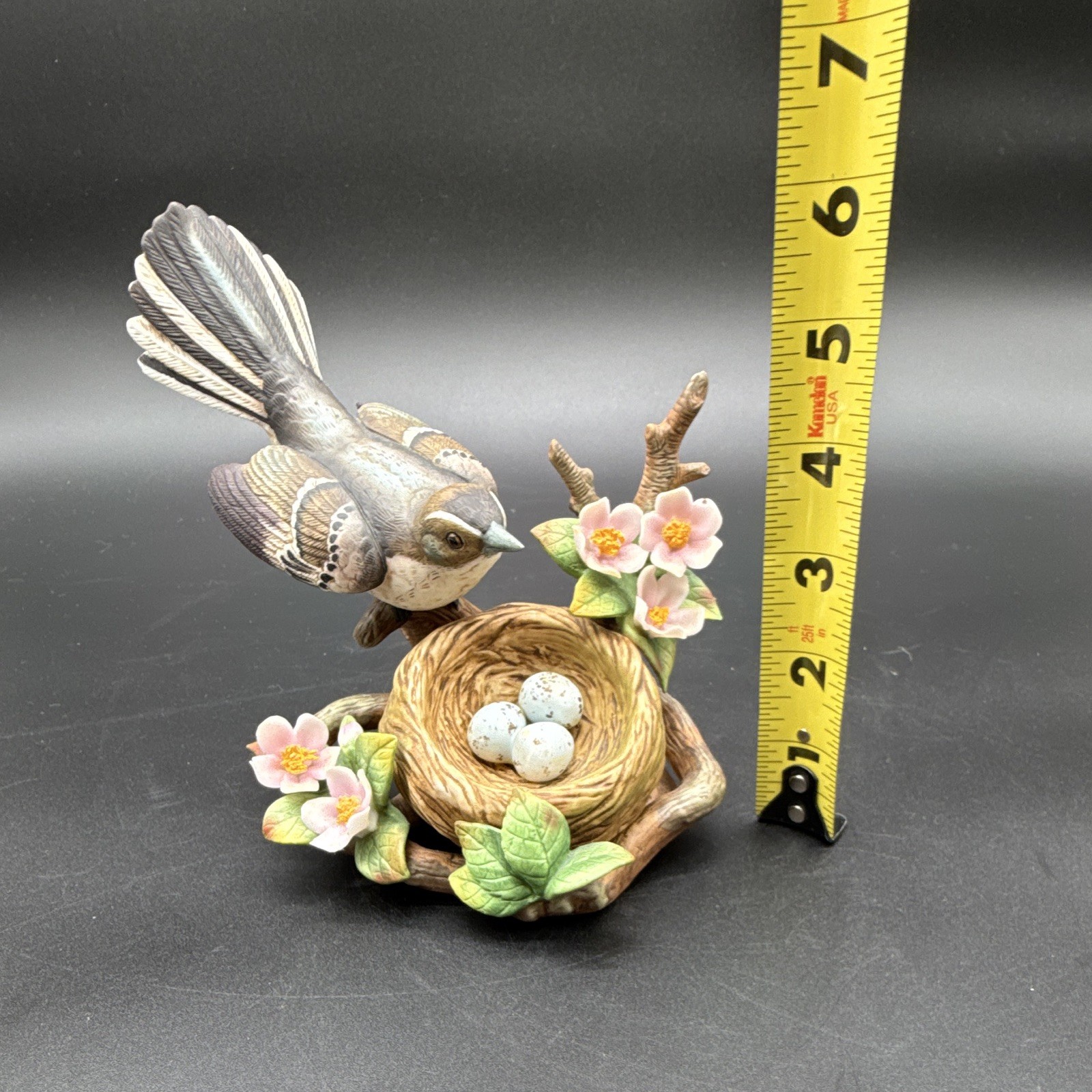 Andrea by Sadek Mockingbird figurine w/ nest & eggs, 9648, 1996
