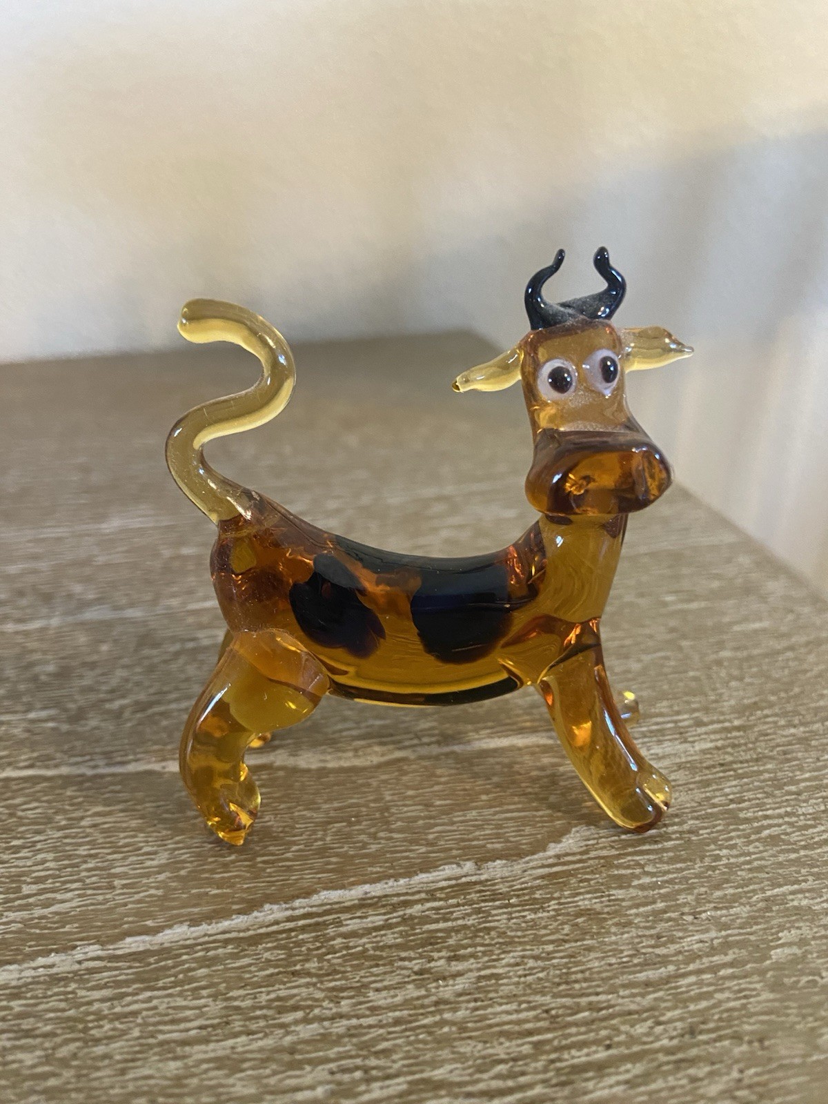 Hand Blown Glass Bull 2.5” W X 2.75” T
