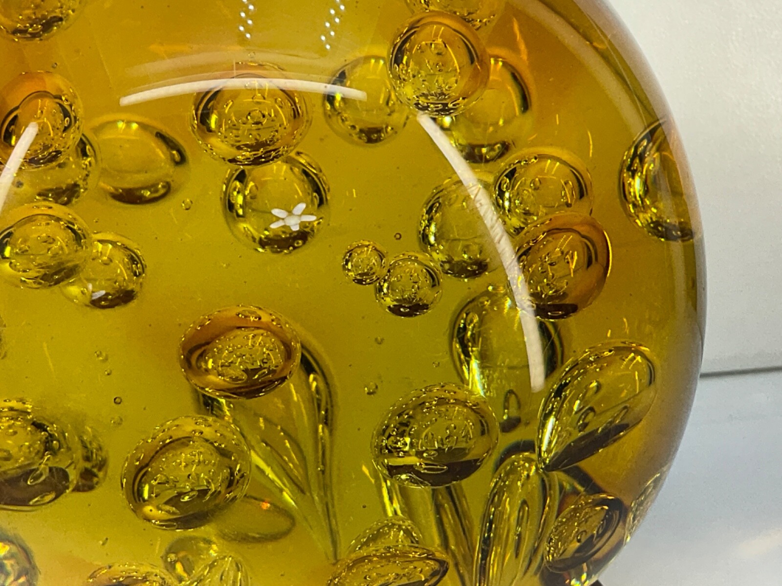 Vtg 5lb Amber Glass Paperweight Fun Bubbles-5LB12.4