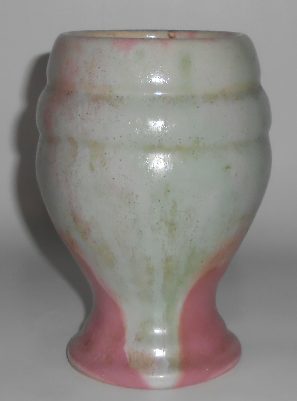 Camark Art Pottery Early Green Over Rose Vase