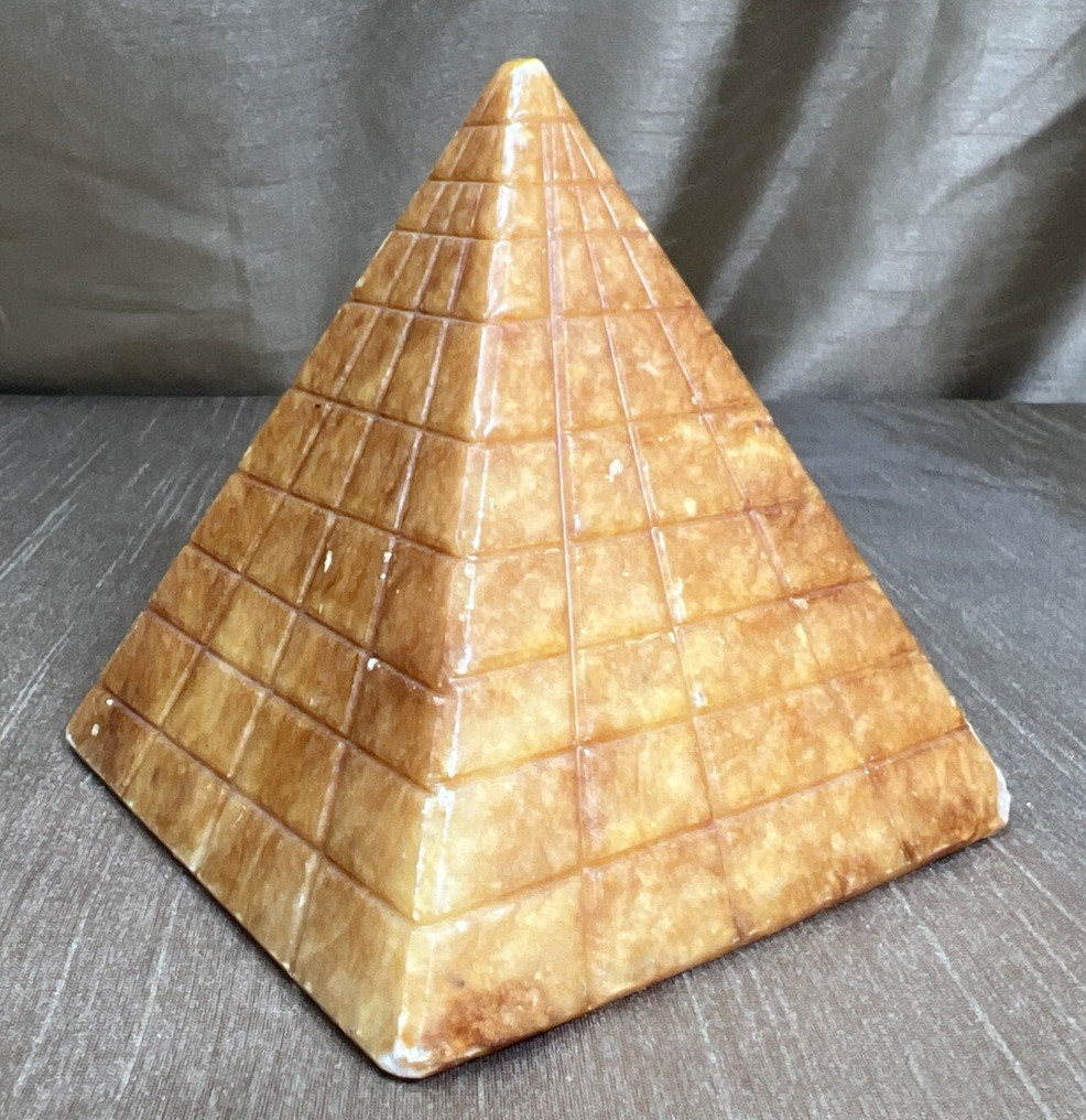 Vintage Noymer Italy Authentic Decorative Alabaster Owl Pyramid Paperweight