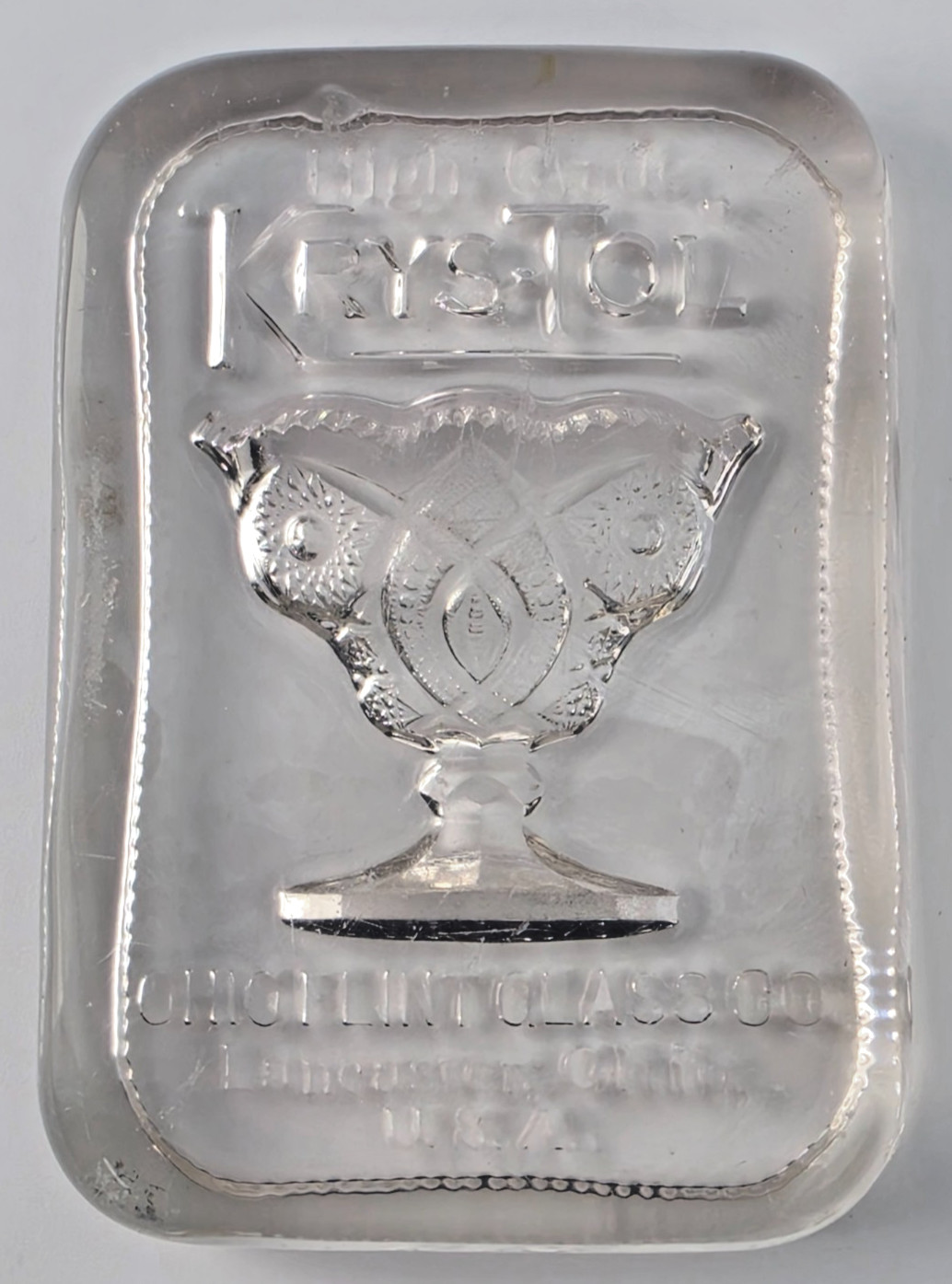 Antique Victorian Krys-Tol Ohio Flint Glass Advertising Paperweight Vase Design