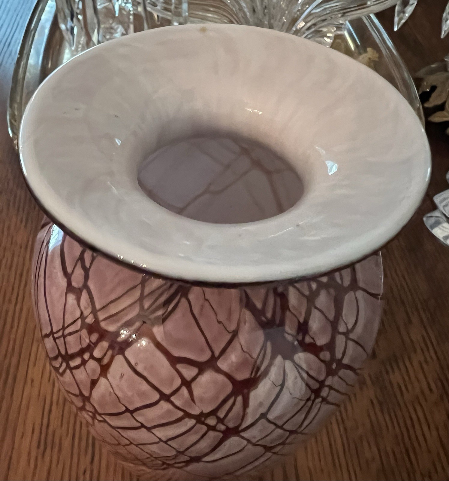 Michel Nourot Studio Vase Pink Marble Series Cased Glass Signed David Lindsey