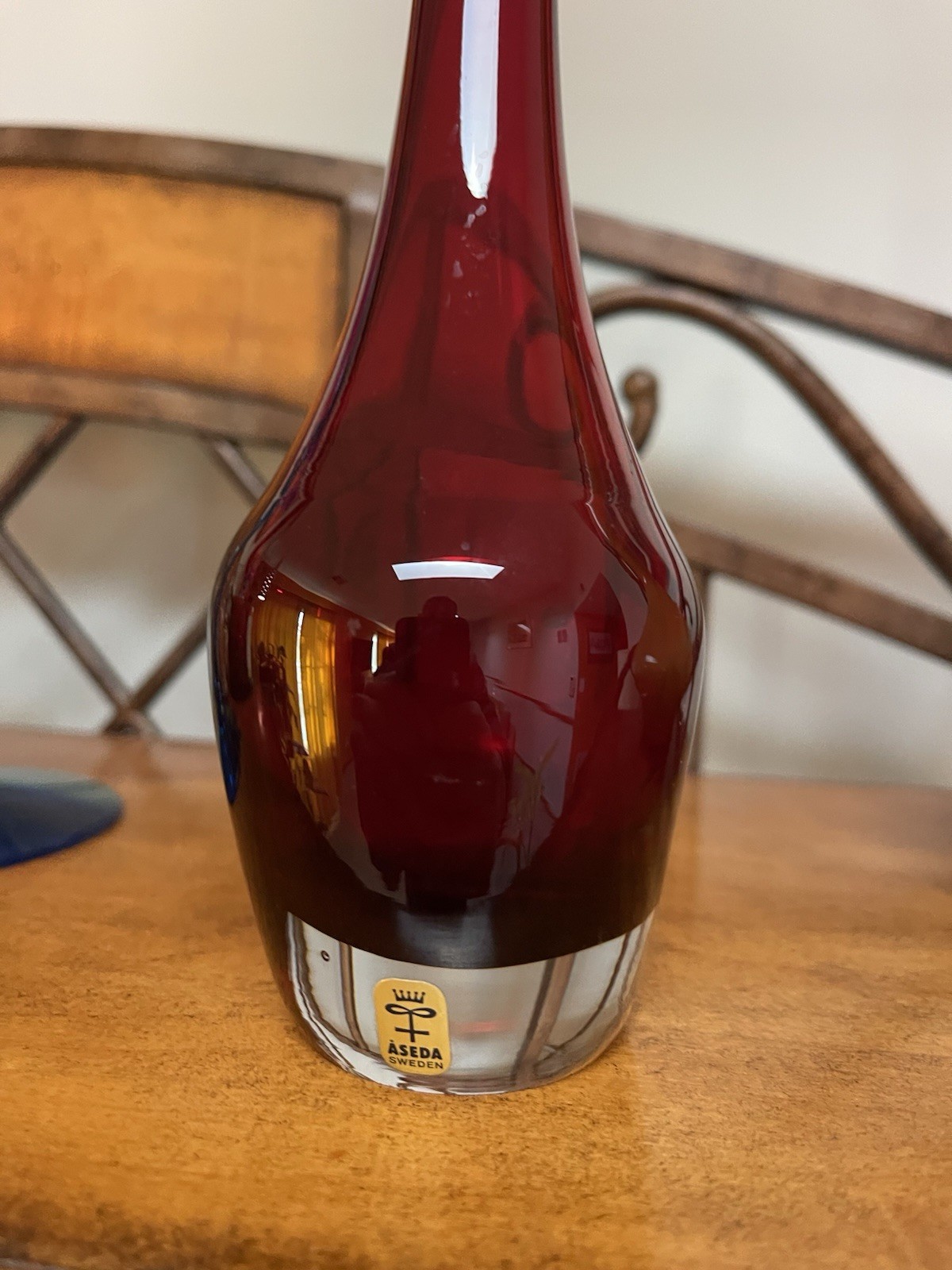 Aseda Tulip Vase Red Swedish Mid-Century Art Glass by Bo Borgstrom