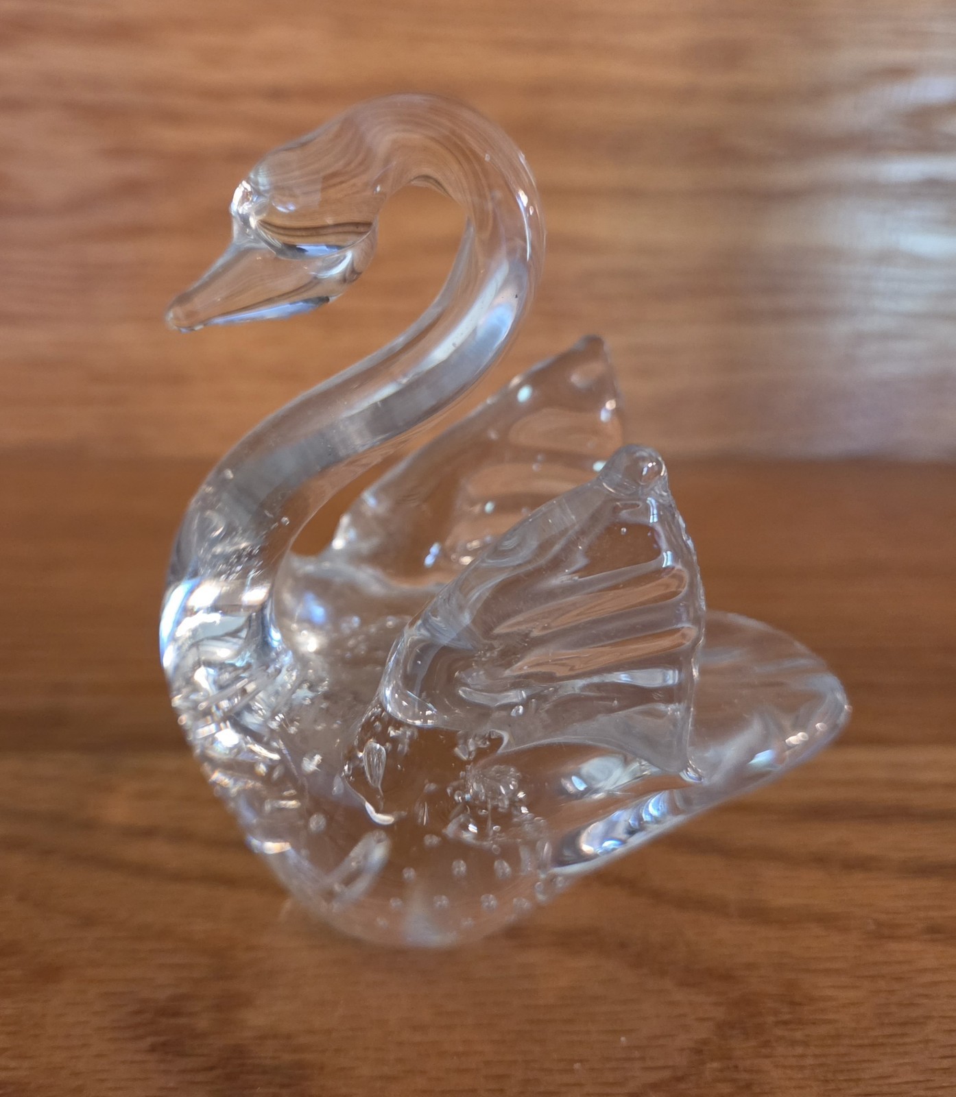 Vintage Clear Glass Swan Paperweight Figurine 8oz 3.75x3x2″