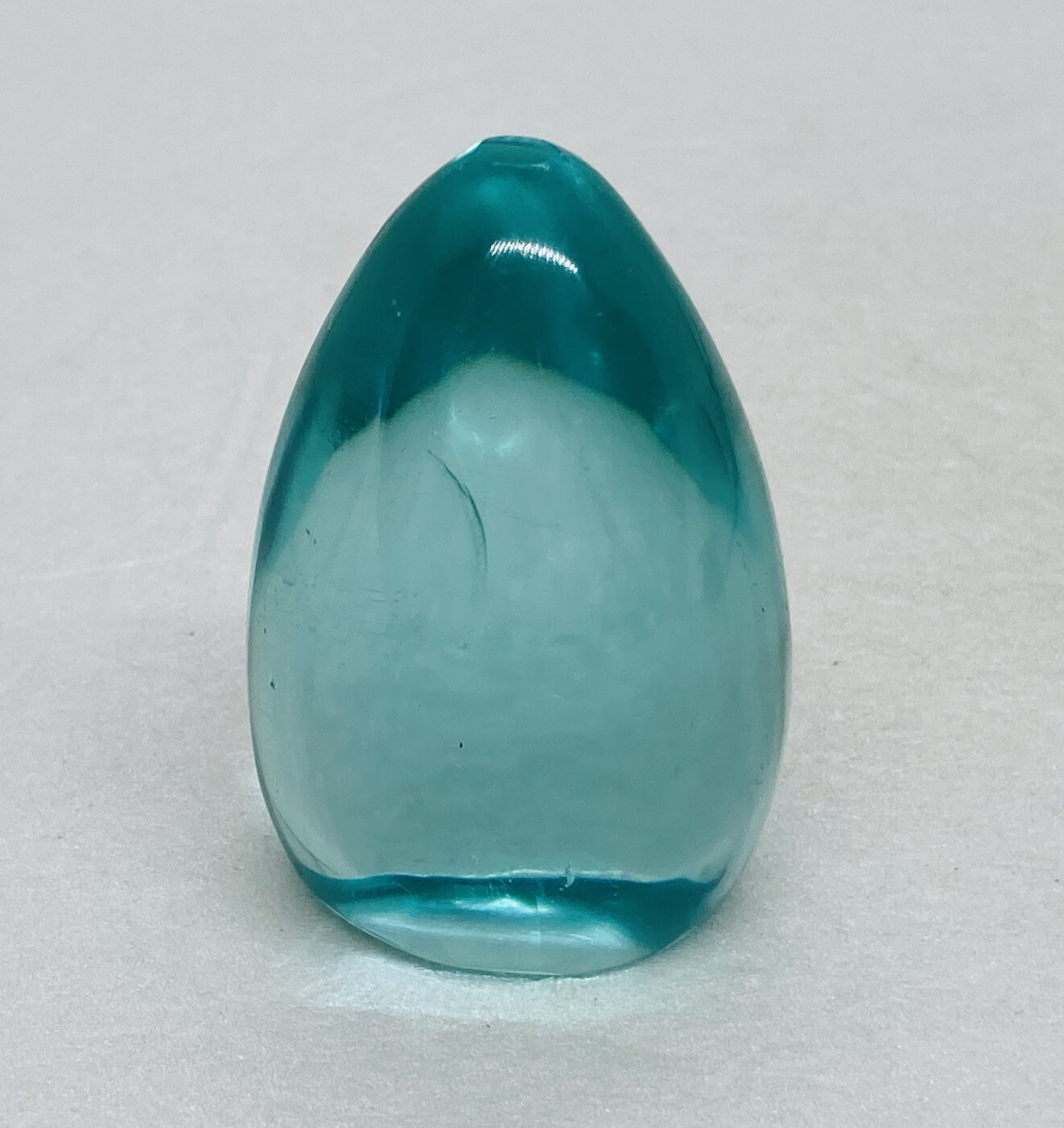 Rare Crystal Glass Egg Paperweight Blue Tint Free Standing Slight Tilt Decor 16