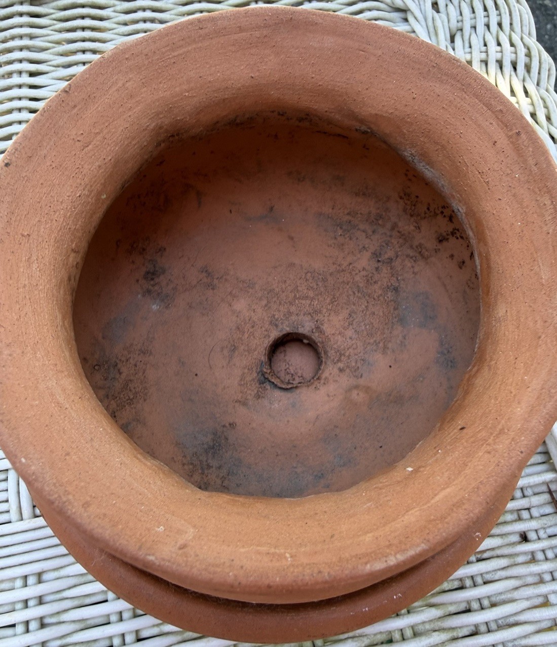 Vintage Small Terra Cotta Planter Unique Style Made In Italy With Saucer