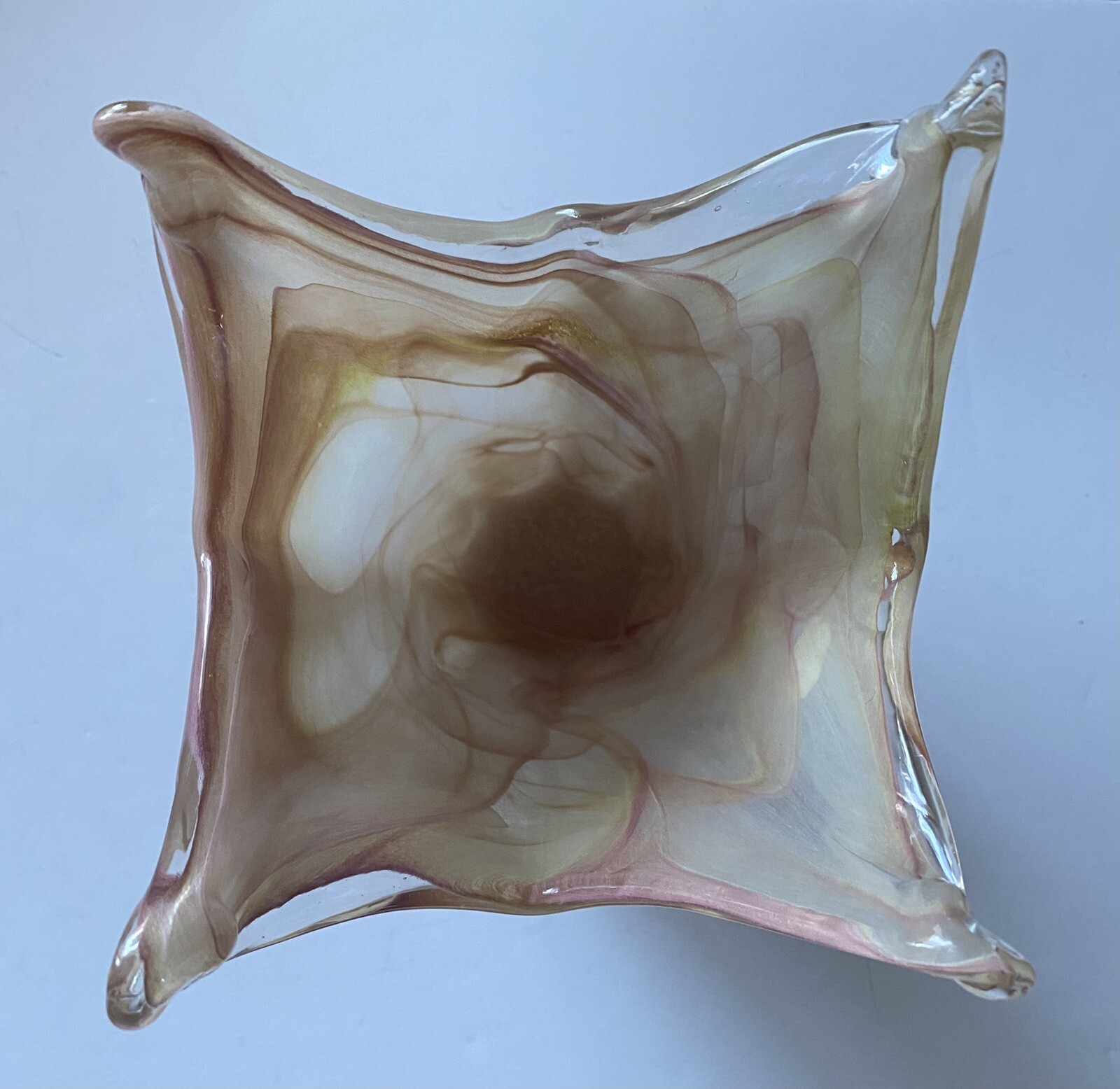 Murano Art Glass Lavorazione Vase Splash Rim 11.5″ Tall Vintage Glass Art MCM