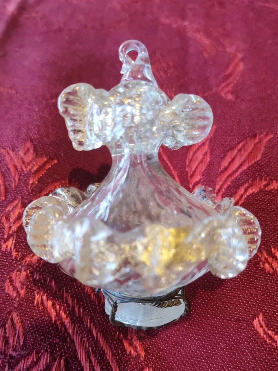 Murano Replacement Chandelier Glass Bottom Finial Clear Gold Fleck