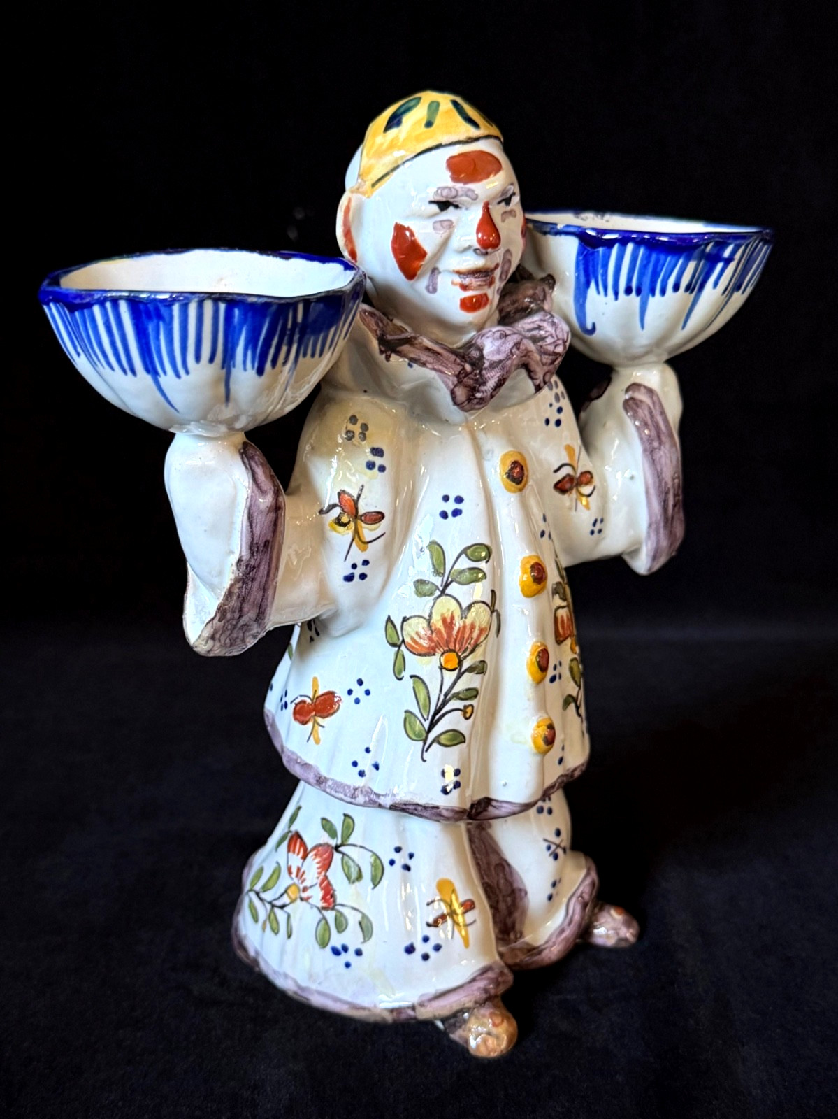 DESVRES Two Faced Clown MASTER SALT by GEO MARTEL Antique French Faience c1885