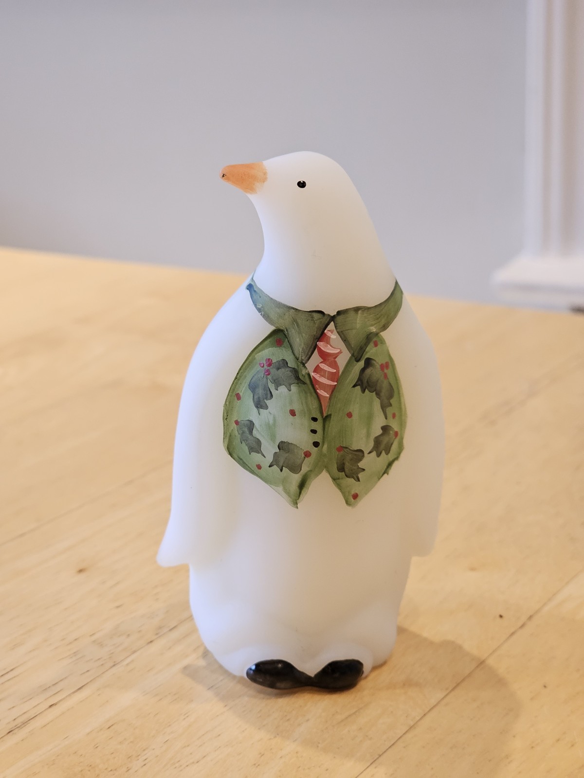 Fenton Glass Hand Painted Christmas/Holiday Penguin – 5267 V4 Holly Berries Vest