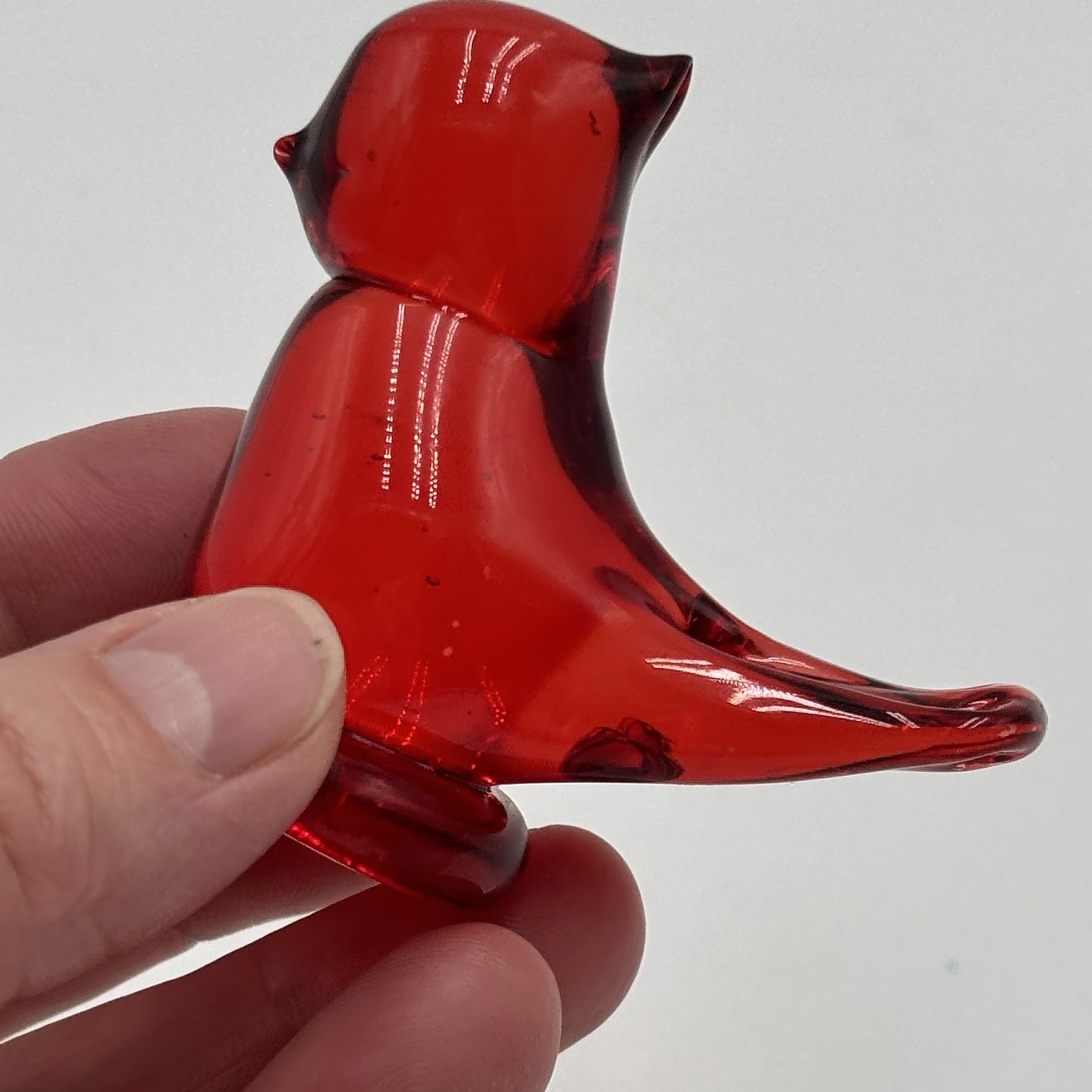 (2) Country Cardinal Ron Ray 1993 Red Glass & Mini Bluebird Of Happiness Figures