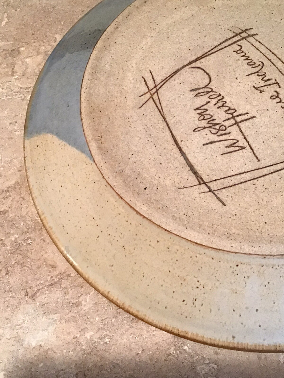 Vintage Wishon Harrell Stoneware Large Platter Muncie Indiana Studio