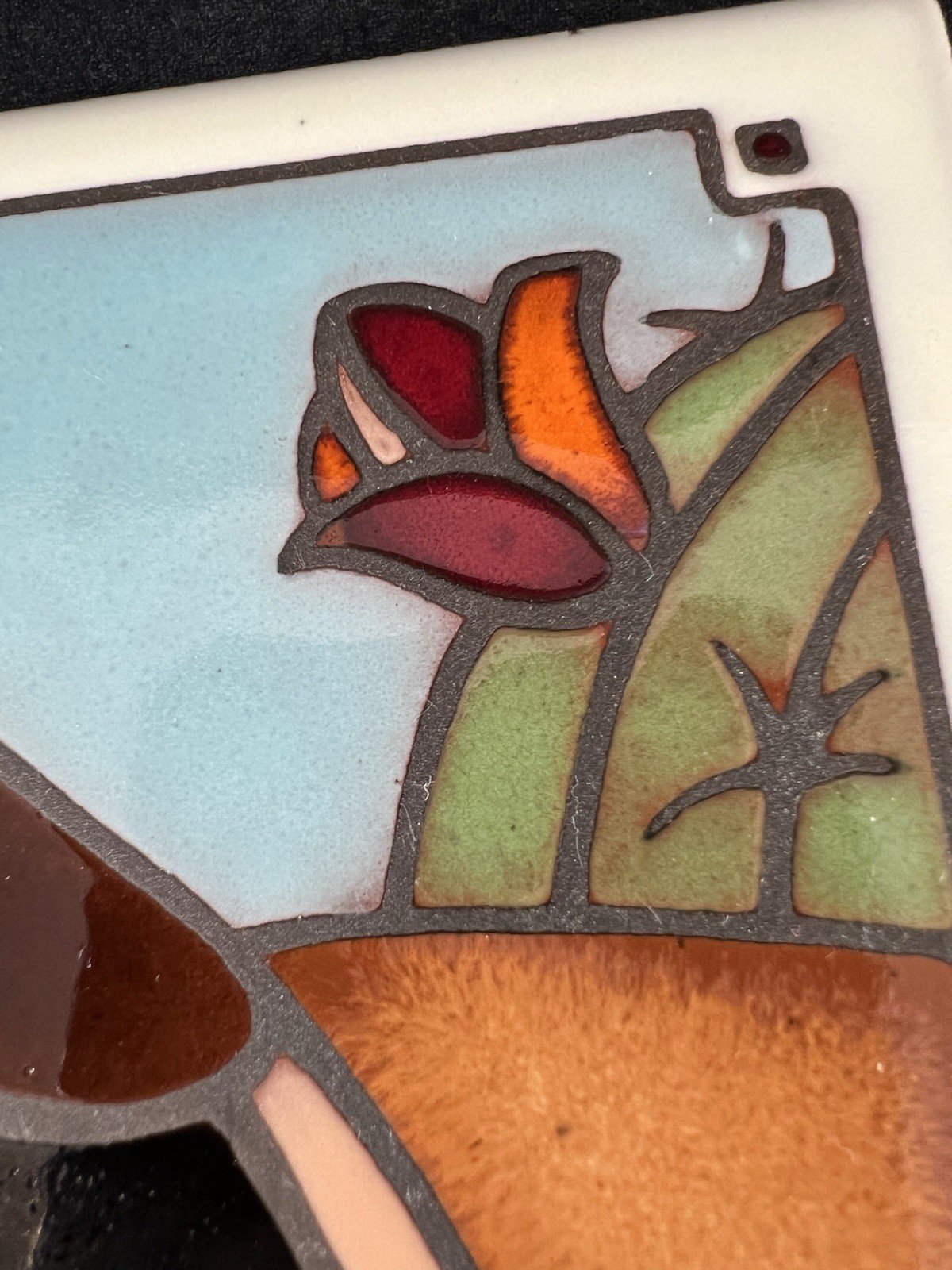Santa Cruz Tile Quail Dessert Trivet Terracotta Ceramic Decor Cactus Plate
