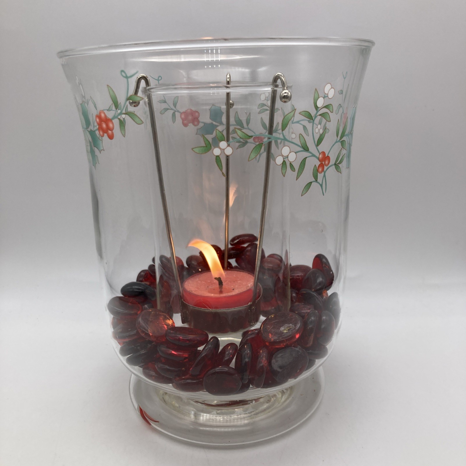 Pfaltzgraff Winterberry DOUBLE LIGHTING Candle Holder Pebbles 2001 Vintage Box