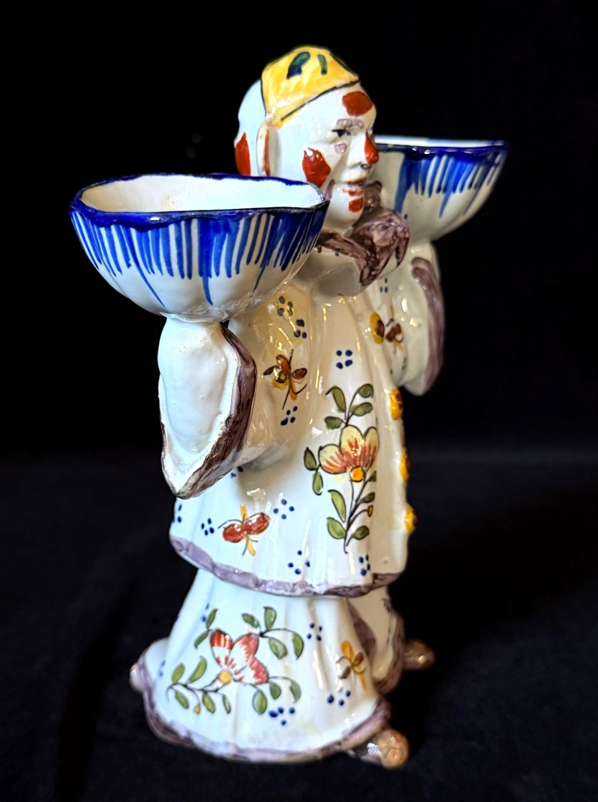 DESVRES Two Faced Clown MASTER SALT by GEO MARTEL Antique French Faience c1885