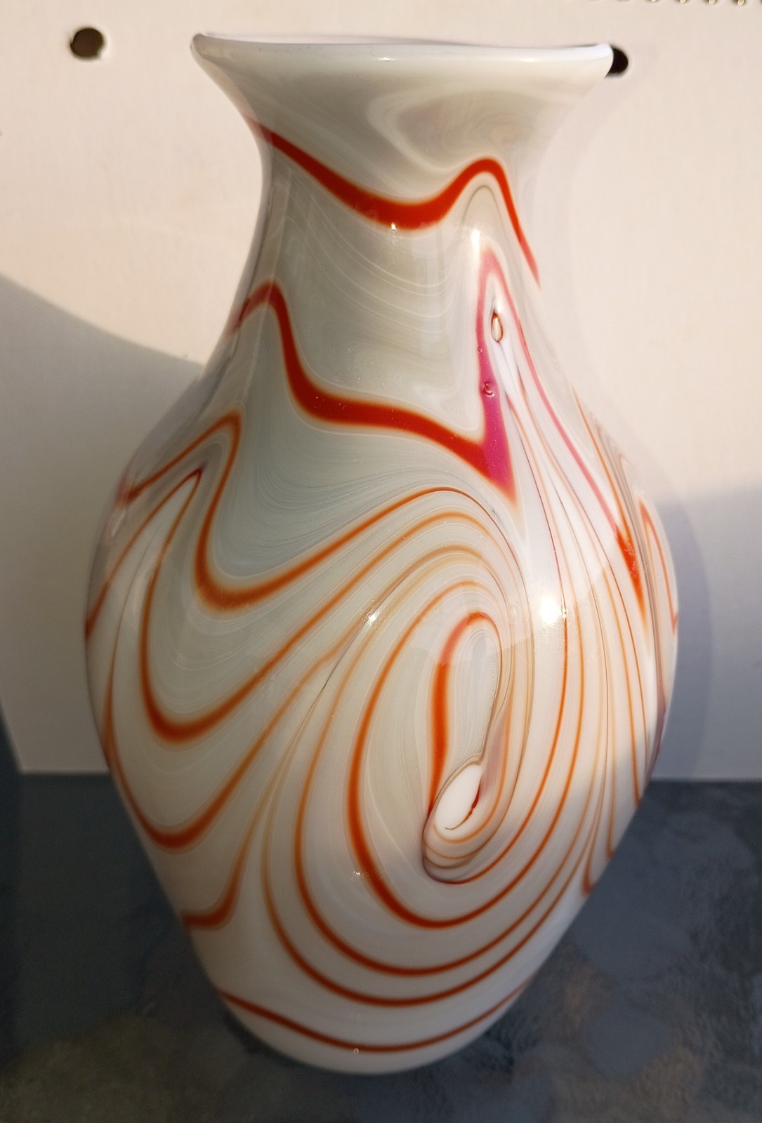 Vintage 1974 Signed Stephen Fellerman Abstract Swirl Art Glass Vase