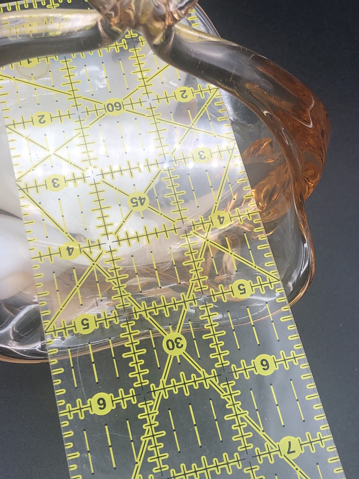 Fused Glass Basket Display Dish Peach White Clear 7” Tall 6” Wide Stretch Handle