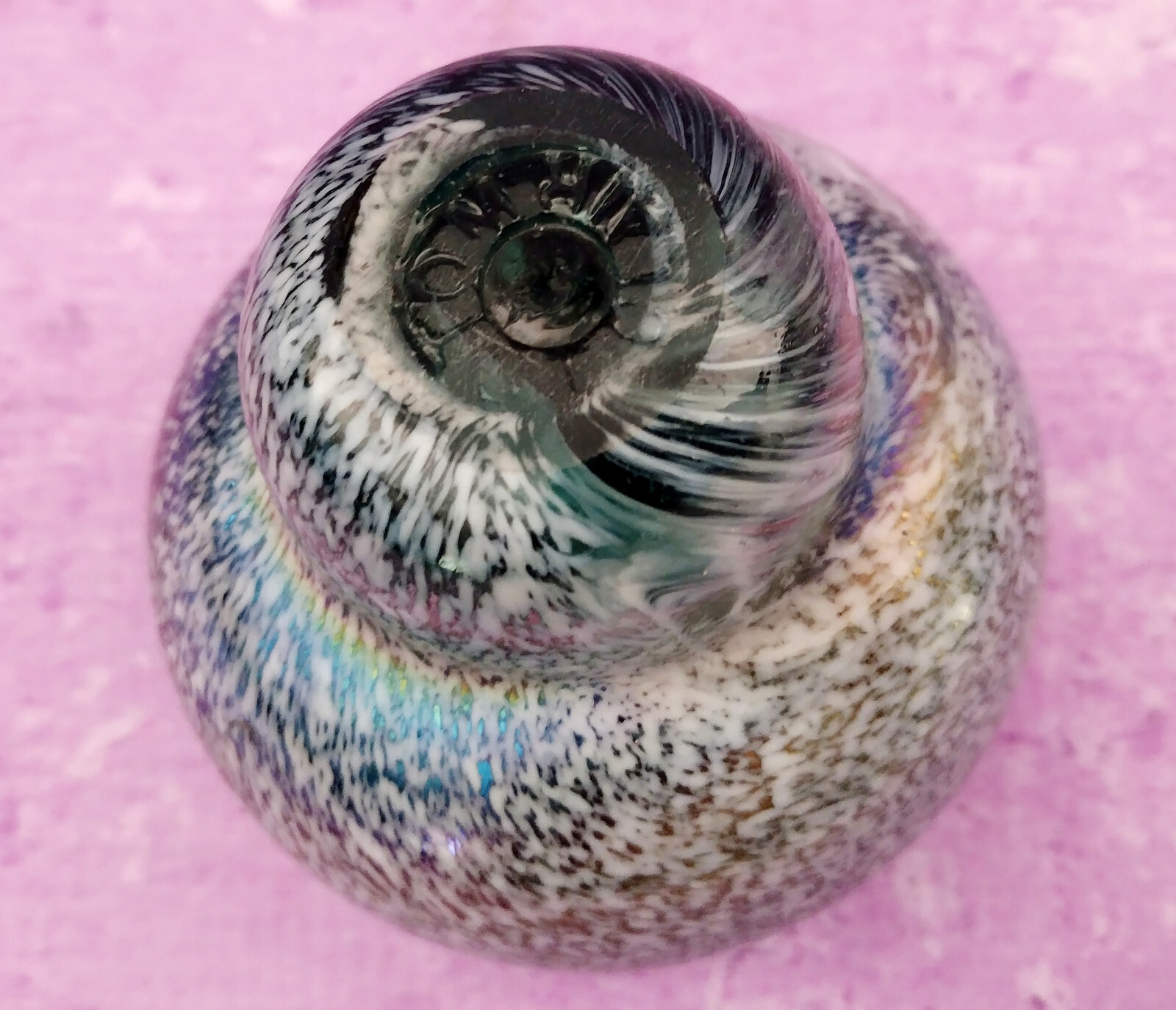 Tom St. Clair Paperweight Signed Studio Art Glass Vintage Iridescent Rainbow 3in