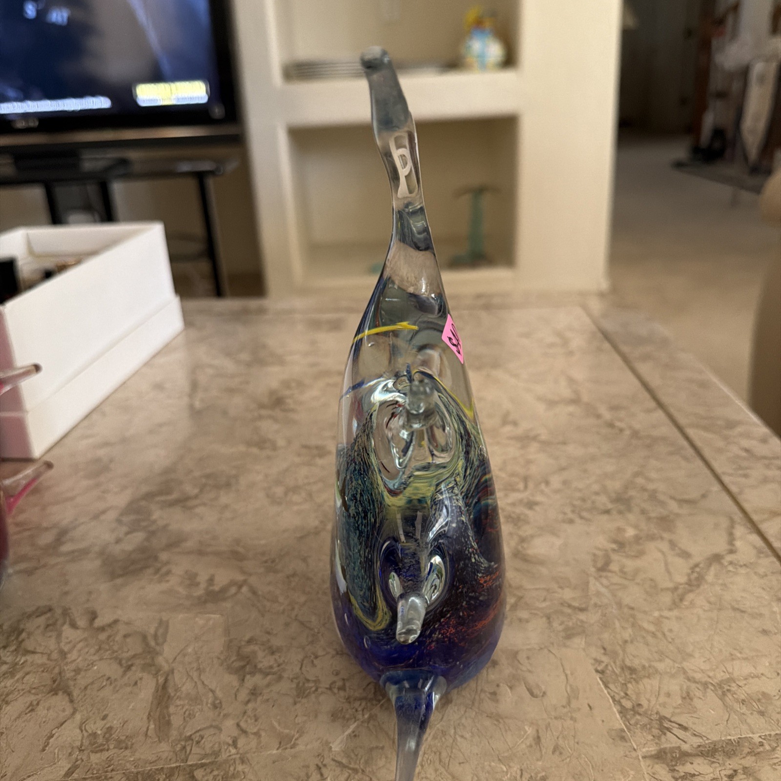 Lot 2 Italian Art Glass Fish Tank Aquarium Sculpture 9″ Tall Murano Style