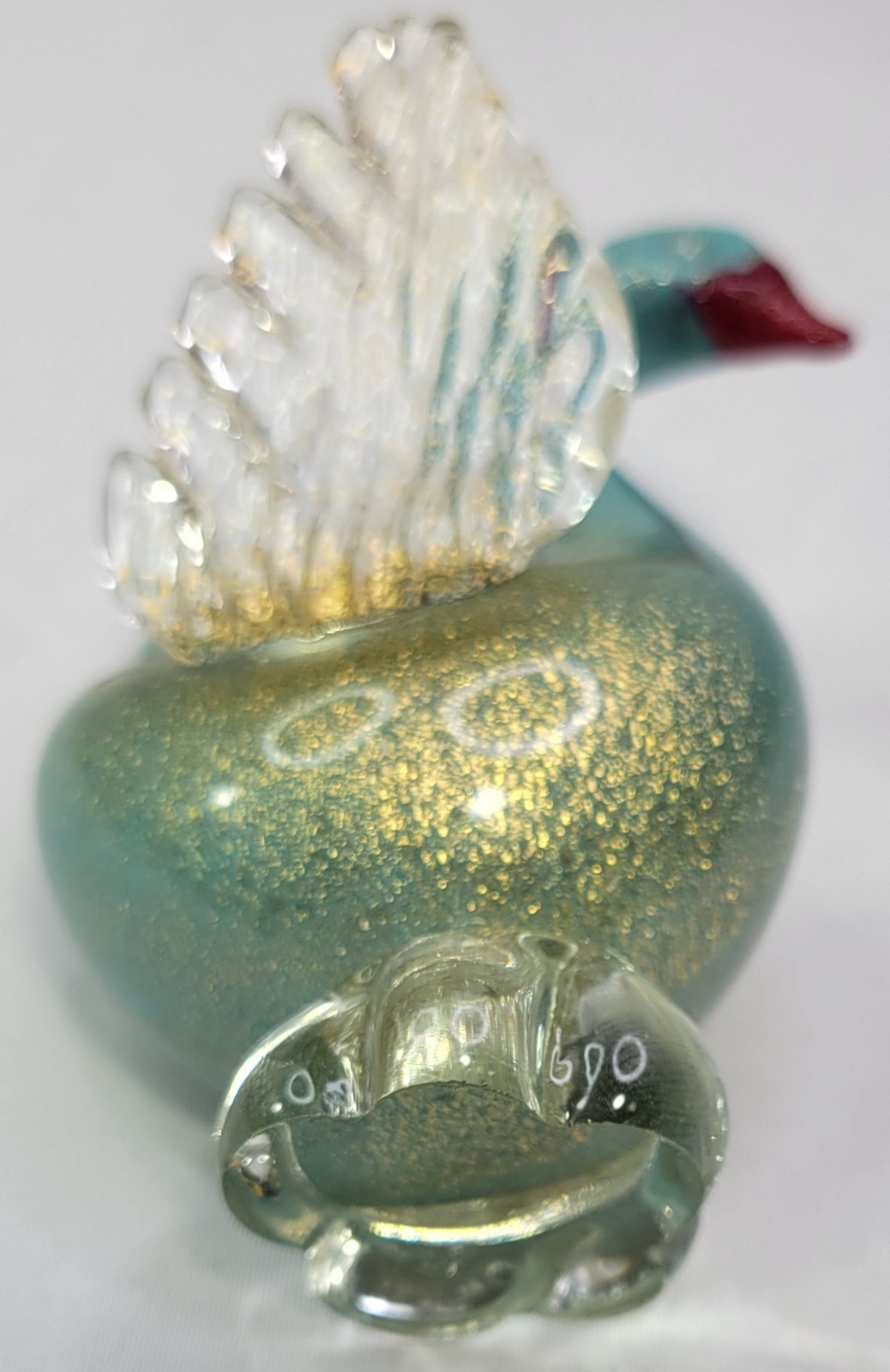 Rare Vintage Murano Blue Swan With Gold Fleck – 4 Inches Tall