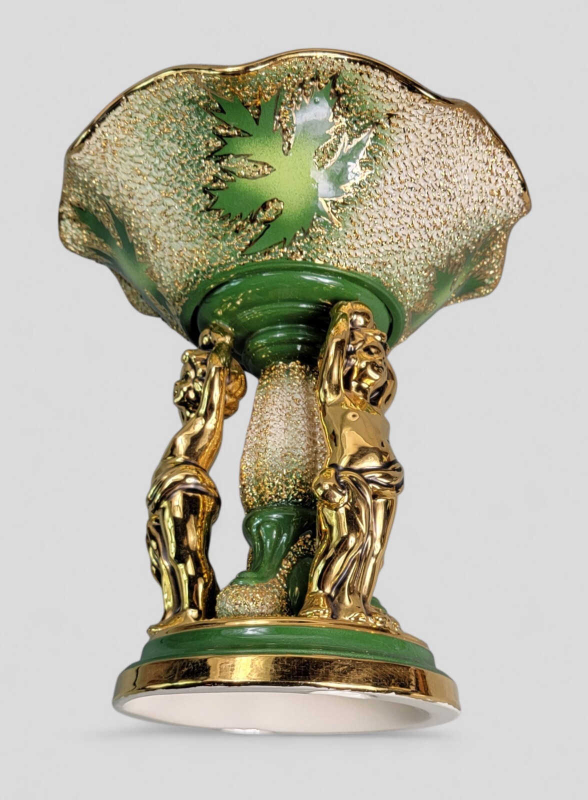 Vintage Signed JEAN CIPOLLA Ceramic ATLANTIC MOLD Cherub PEDESTAL Pottery LARGE