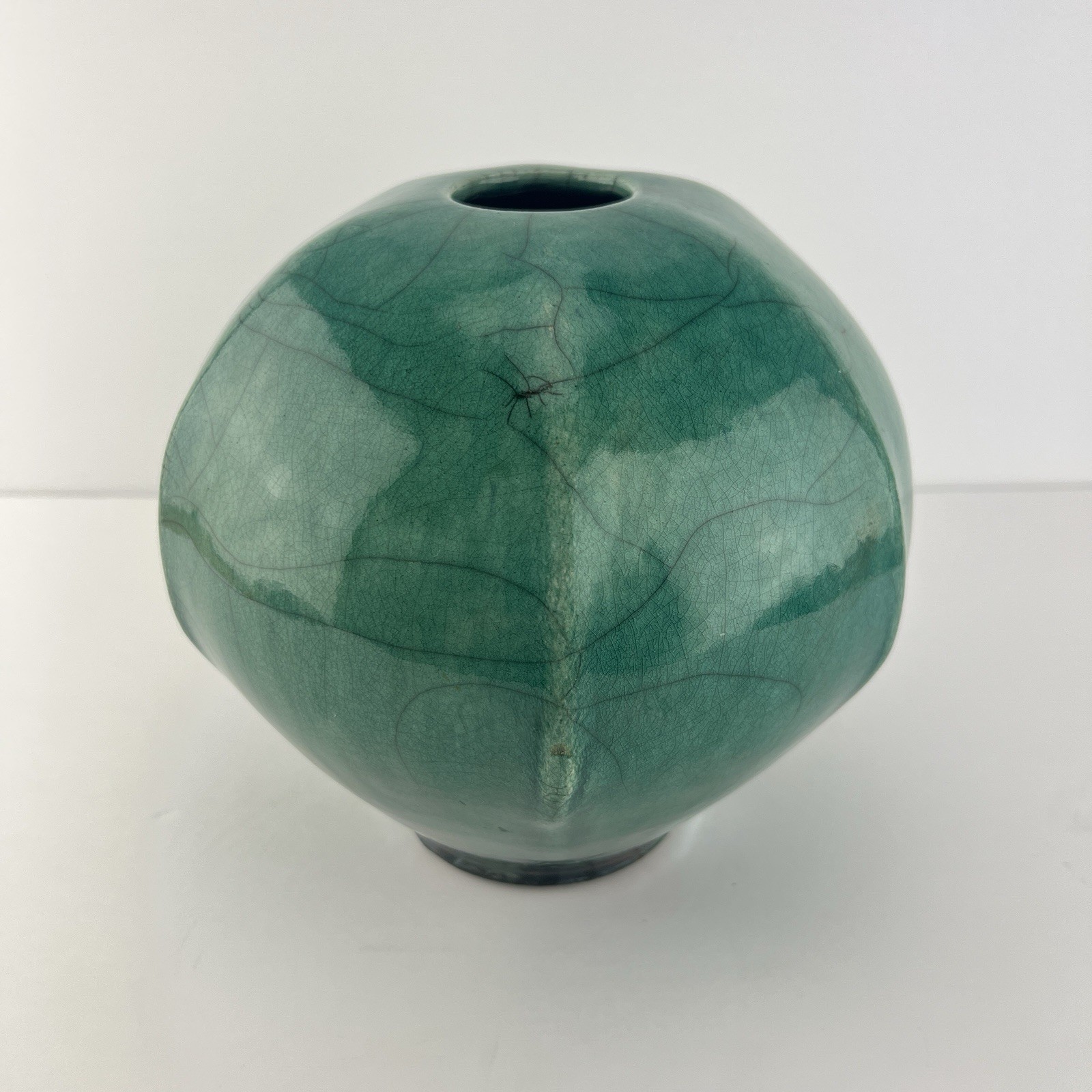 Vintage Joe Winter Raku Vase Teal Blue z3q