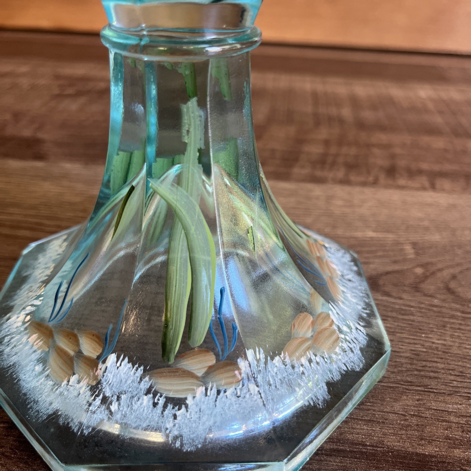 Fenton Glass Aquamarine Stretch Underwater Dream Seahorse HandPainted Vase 12”