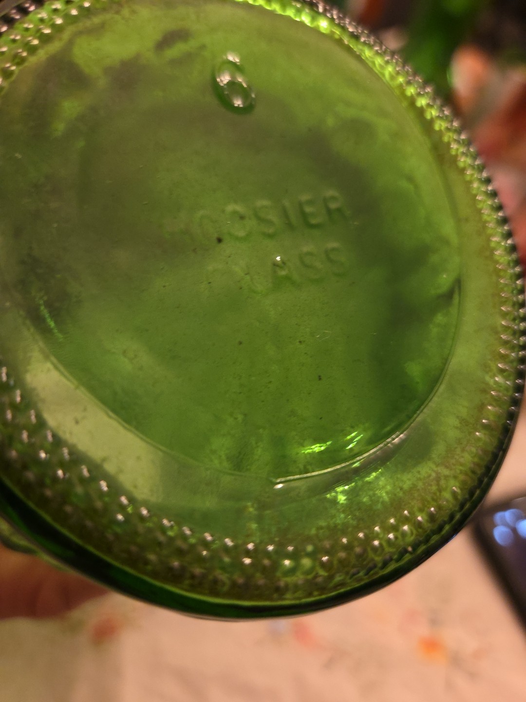 Hoosier Vase Emerald Green Crinkle Glass Textured Floral 8.5” Vintage