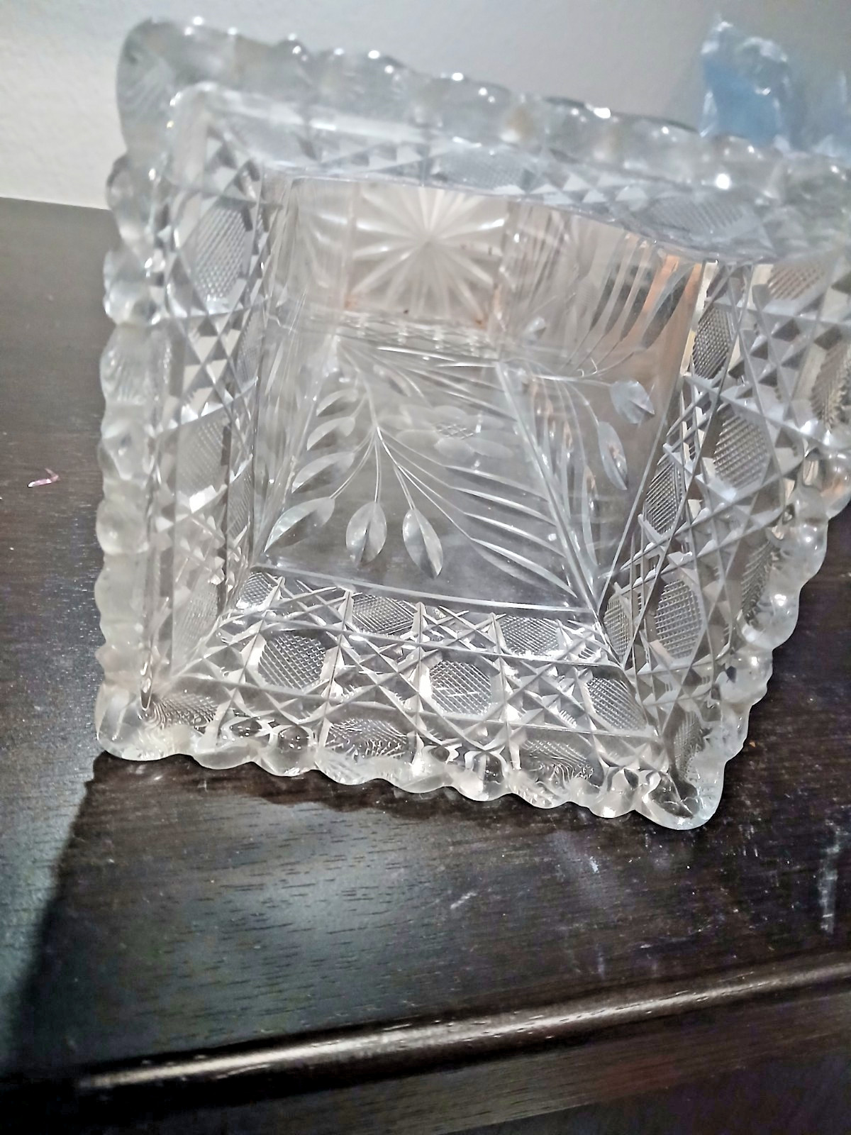12″ Antique Brilliant Early American Pressed Cut Glass Vase