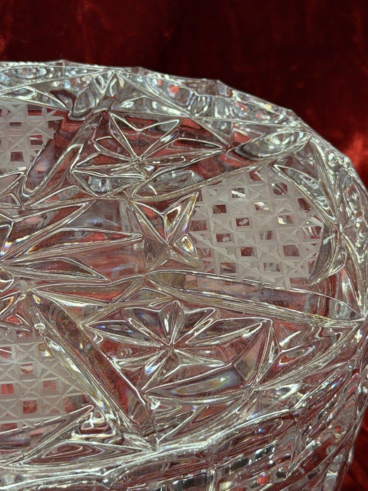 Bohemian Czech Oval Cut Lead Crystal Trinket Box Jewlery Vanity Box- Nice