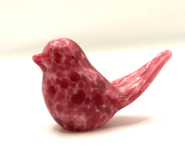 Glass Bird Paperweight Pink Marbled Swirl Rare Signed Alex Eagles 2.25” x 4”
