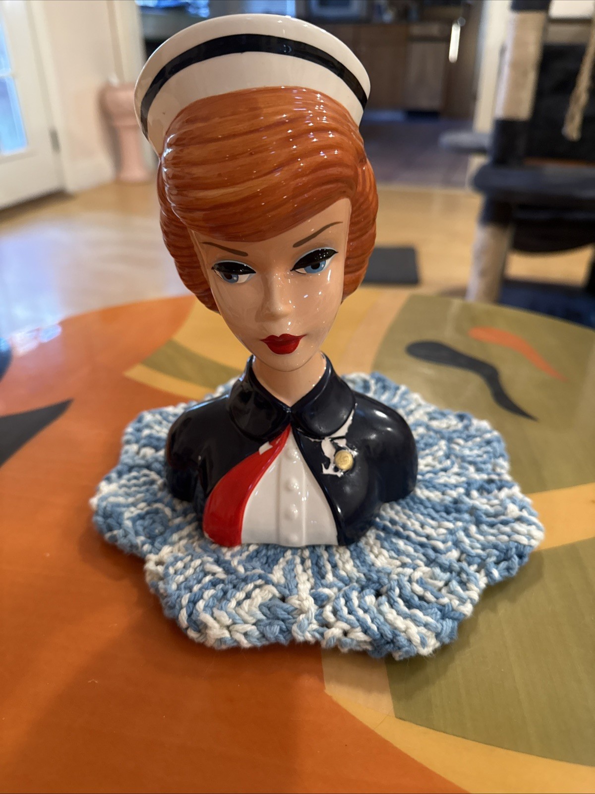 Vintage 1994 Ceramic Head Vase Lady Mattel Nurse Barbie 19×13×9cm Rare Japan F/S