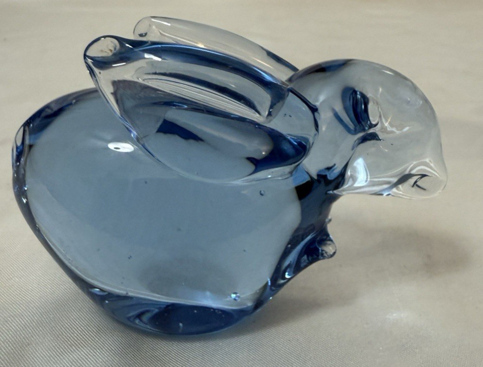 U.S. Commemorative Fine Art Gallery Blue Glass Rabbit, Art Glass Paperweight