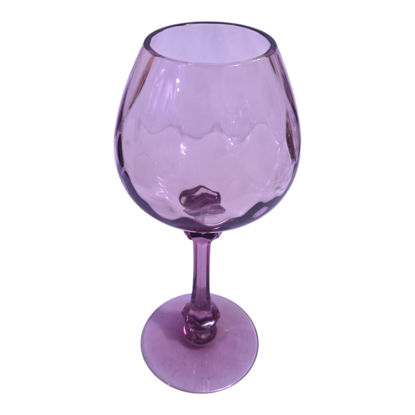 MCM Tiffin-Franciscan Amethyst Purple Lilac Diamond Optic Ivy Ball Vase 9.75″ H