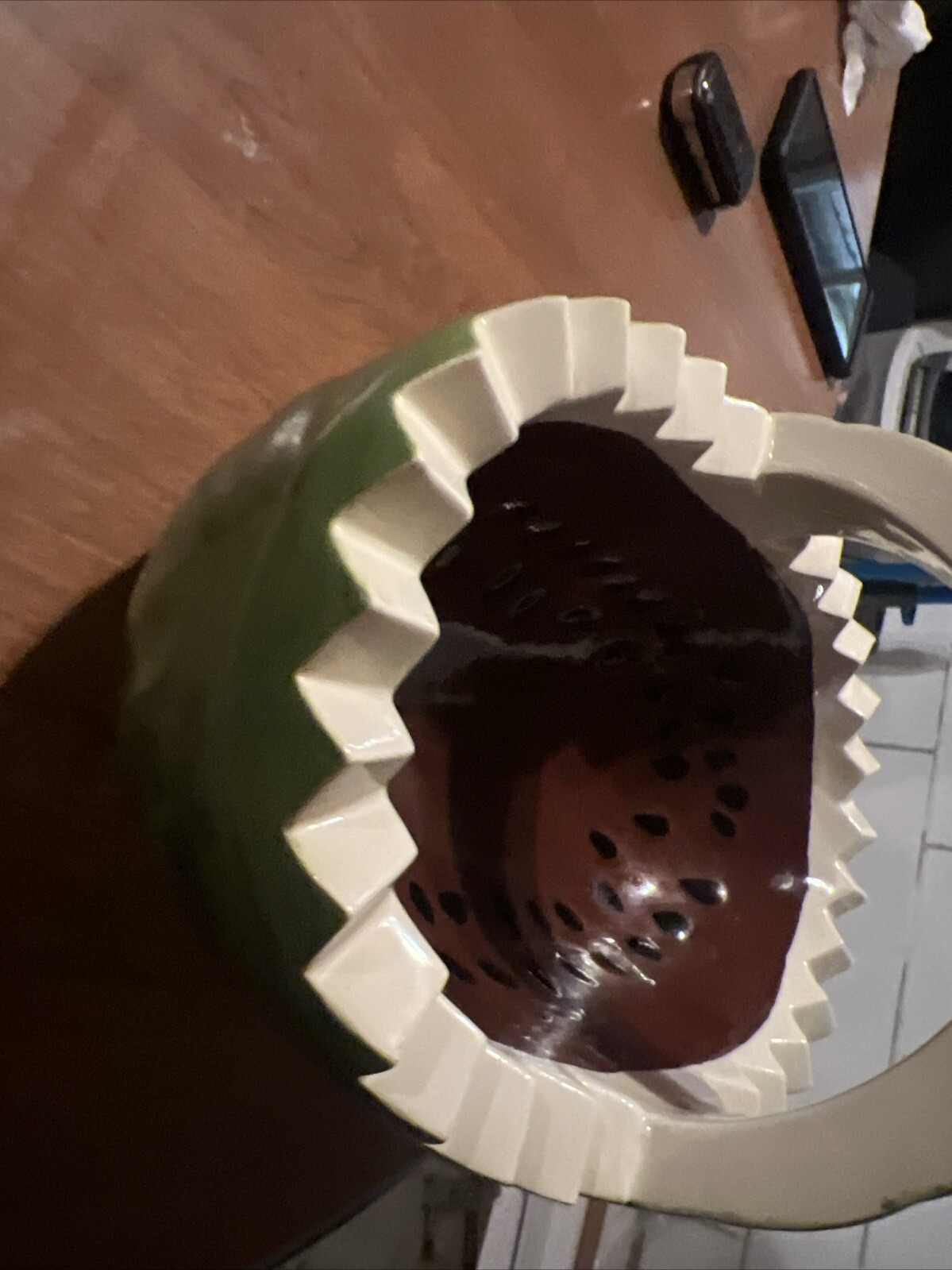 ceramic watermelon basket 11 3/8 Inches Long And 7 1/2 Inches Wide